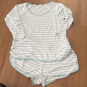 Striped Green and White Women's Sleepwear Set